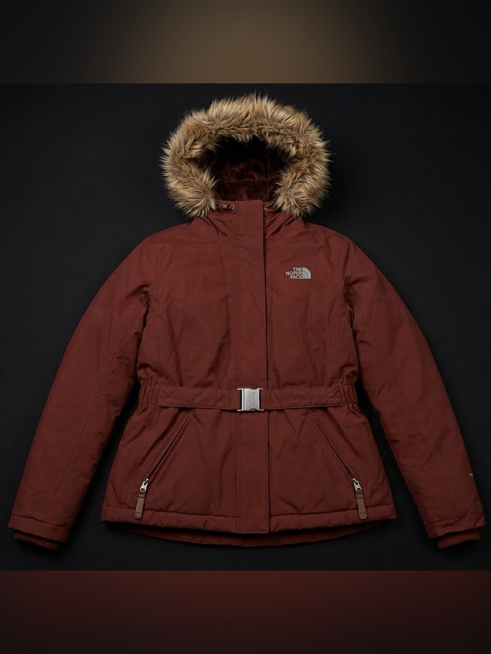 The North Face Women's Belted HyVent Down Parka Vintage F08 Rust Brown Size S
